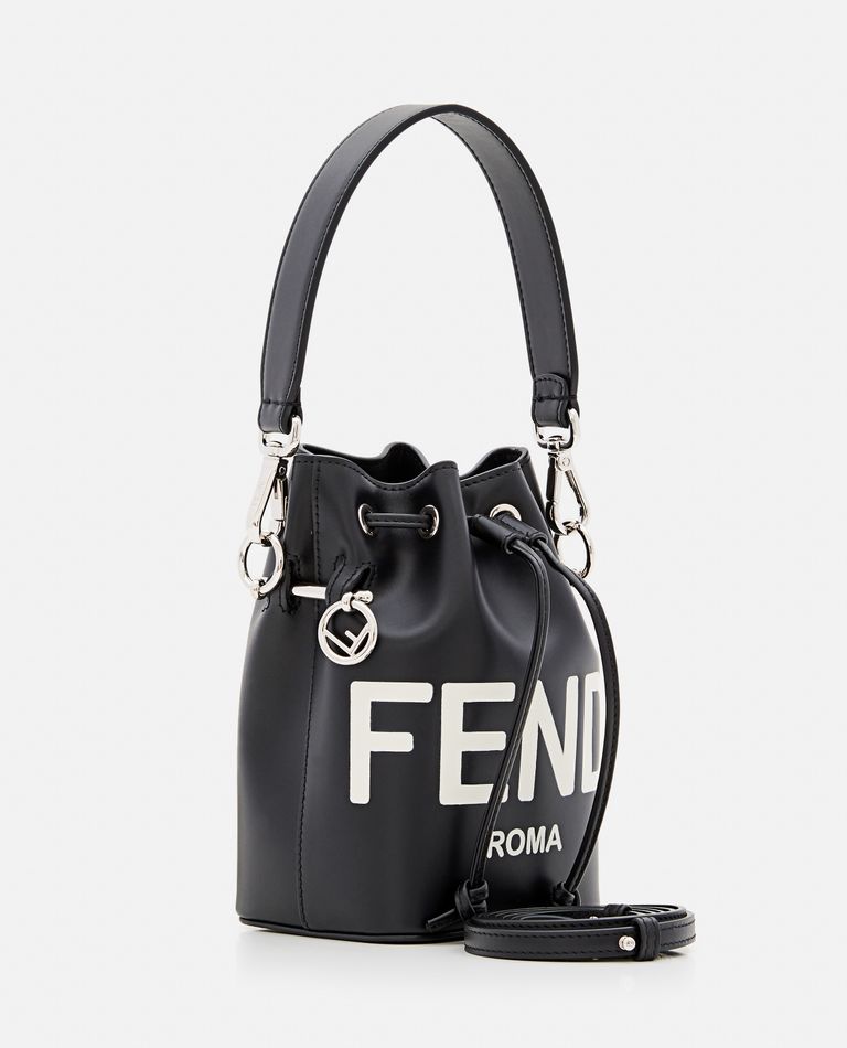 Fendi Mini Mon Tresor Bucket Bag In Fendi Roma Capsule Leather Black/White