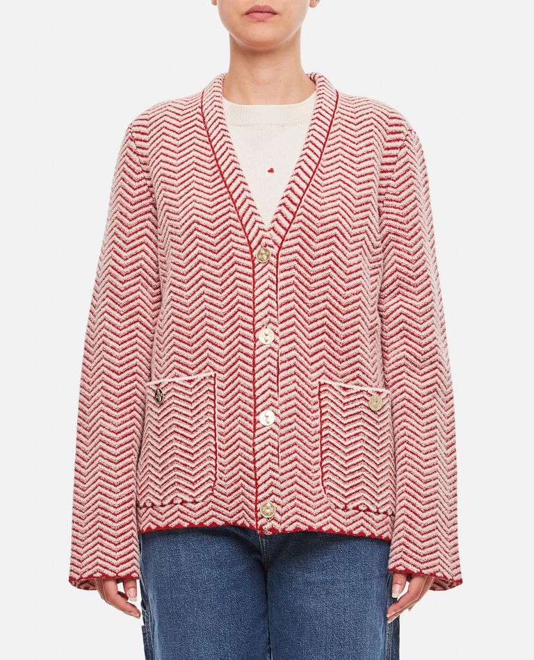 Barrie Cashmere Cardigan Jacket In Red