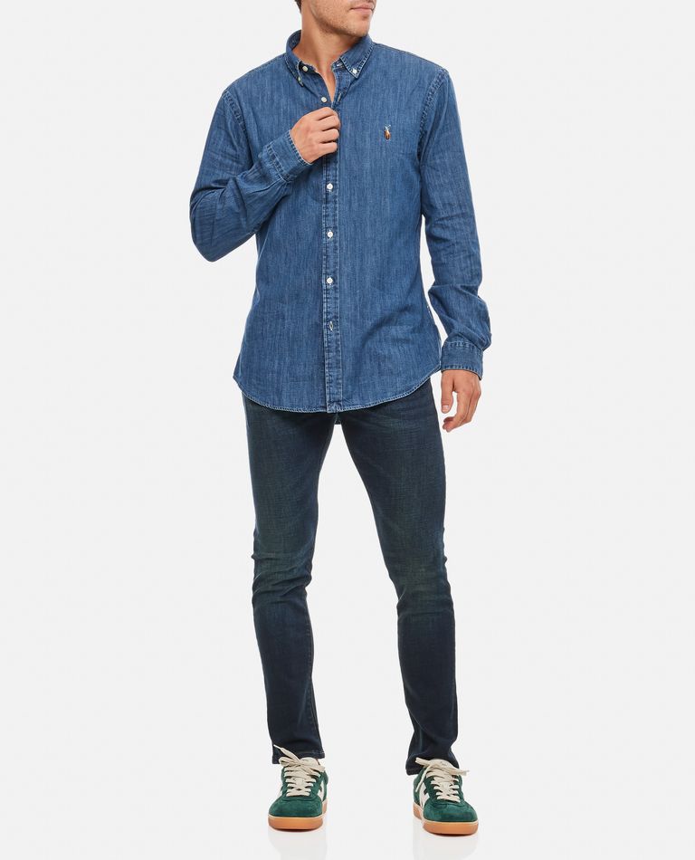 Shop Polo Ralph Lauren Long Sleeeve Sport Shirt In Blue