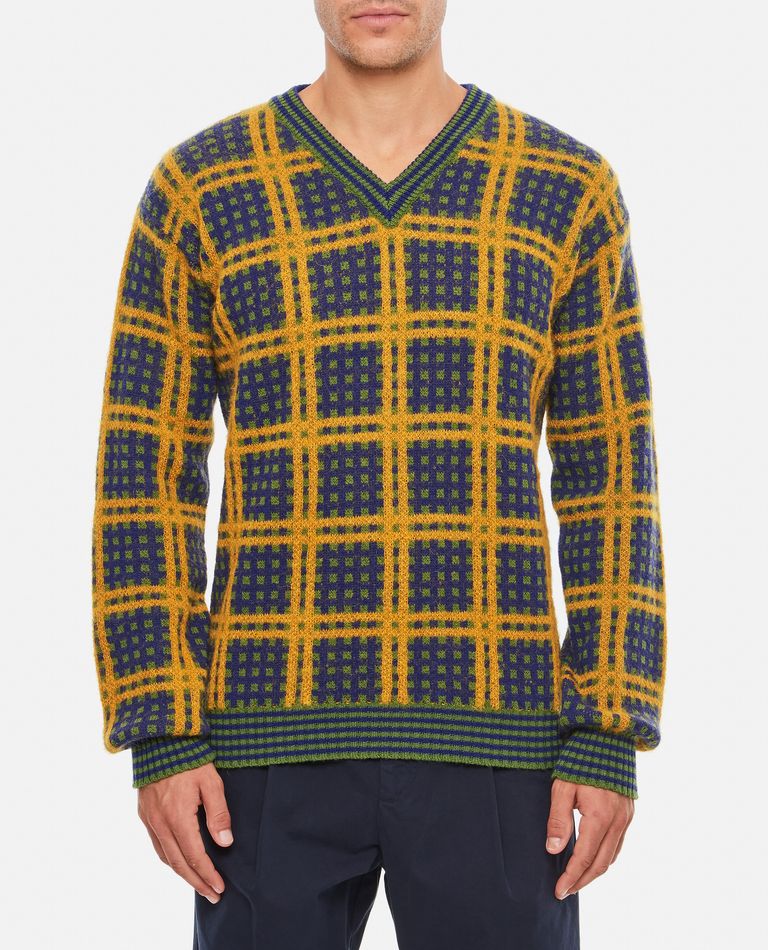 Shop Marni V Neck Sweater In Multicolor