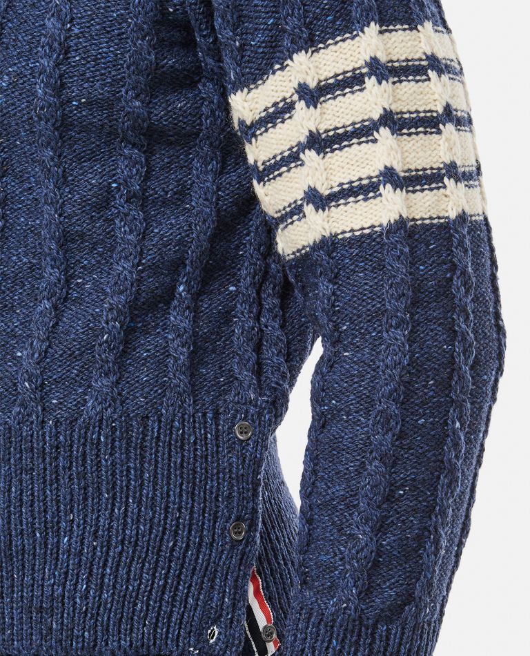 TWIST CABLE CLASSIC CREW NECK PULLOVER IN DONEGAL 4 BAR