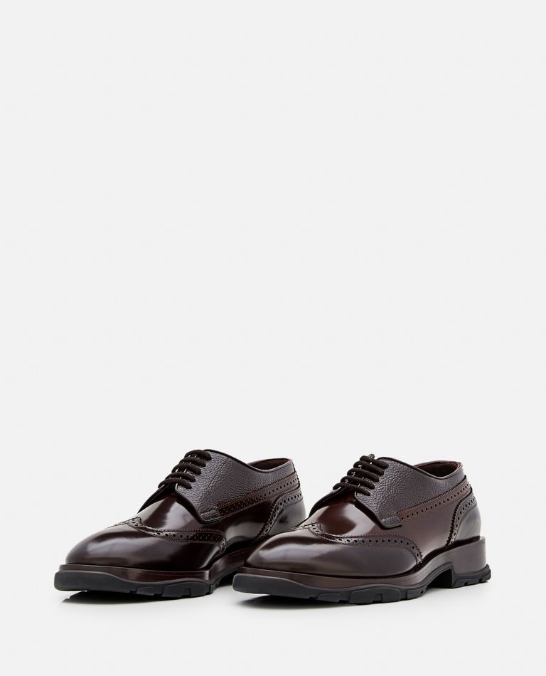 Shop Alexander Mcqueen Derby Leather Shoes In Brown