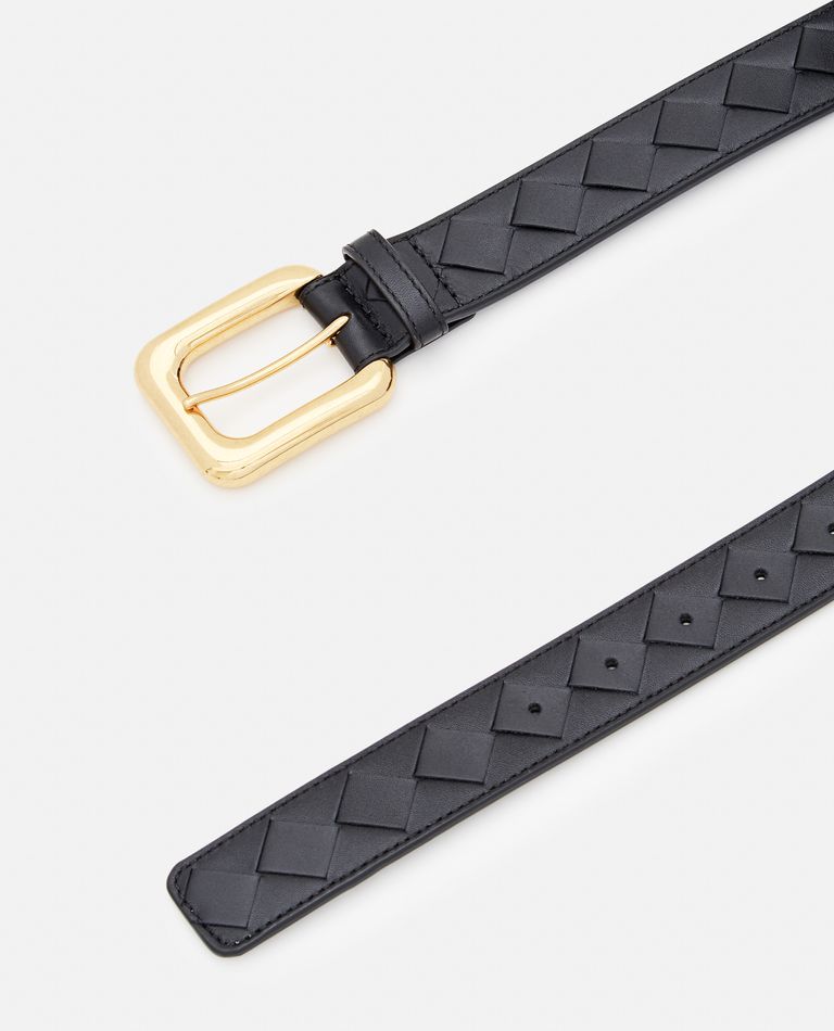Bottega Veneta  ,  3cm Intreccio Leather Belt  ,  Black 90