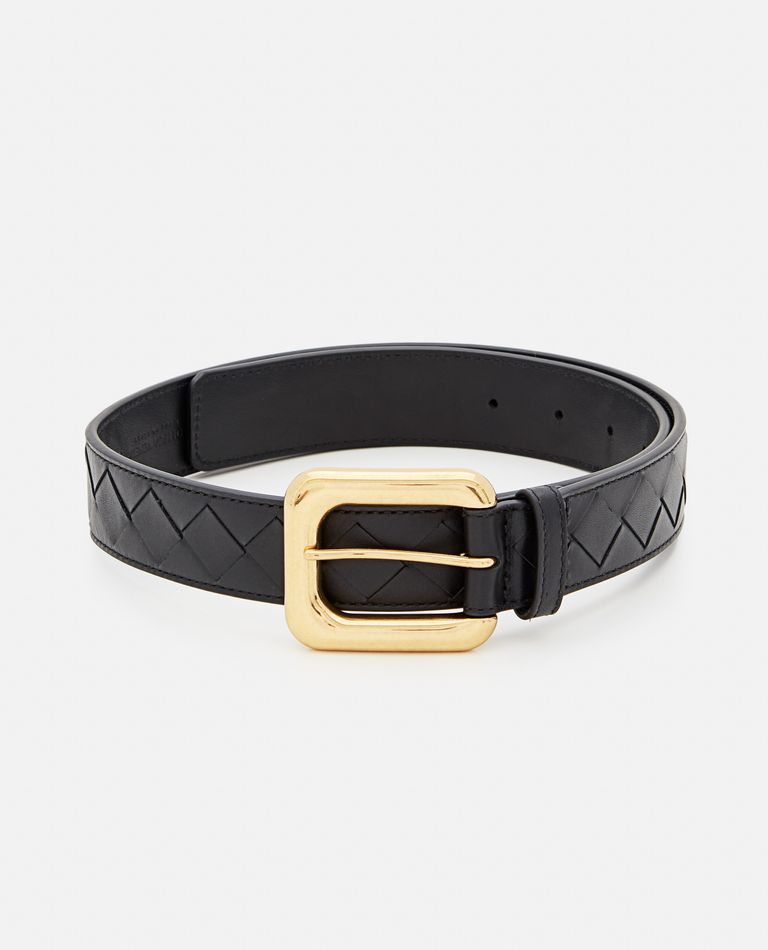 Bottega Veneta  ,  3cm Intreccio Leather Belt  ,  Black 70