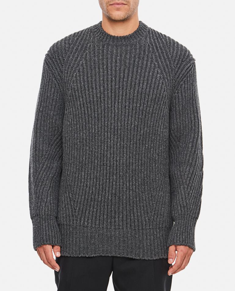 Shop Alexander Mcqueen Wool Long Sleeve Crewneck In Grey