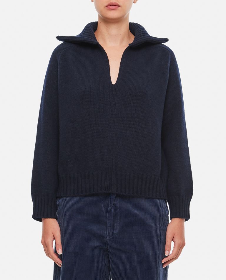 Plan C  ,  Wool Cashmere V Neck Sweater  ,  Blue 42