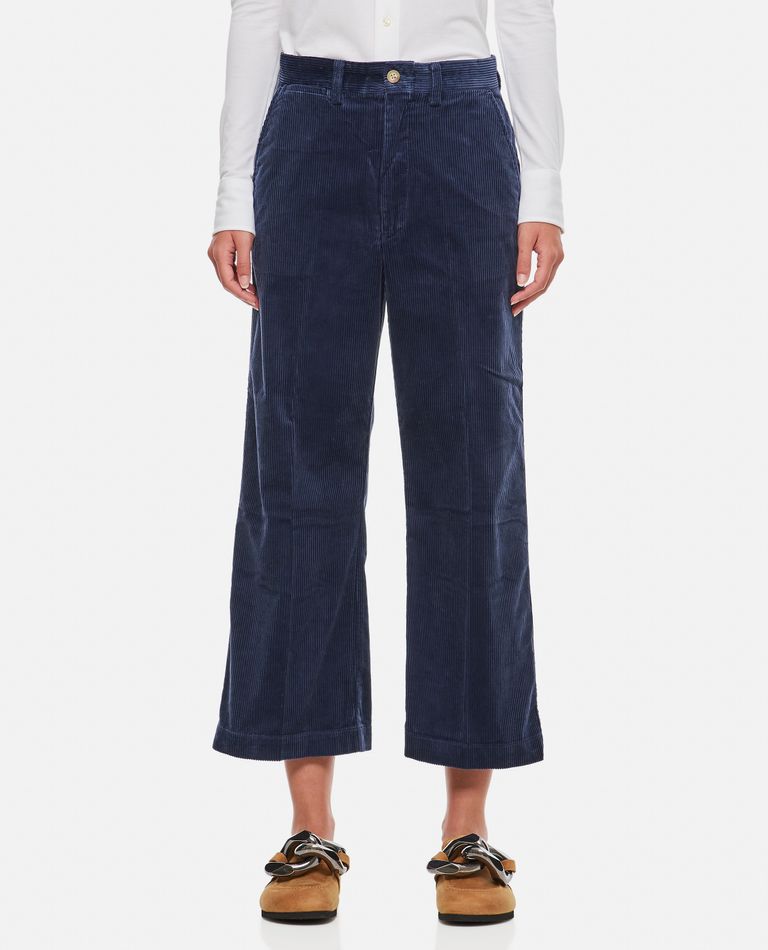 Shop Polo Ralph Lauren Wide Leg Chino Cropped Pants In Blue