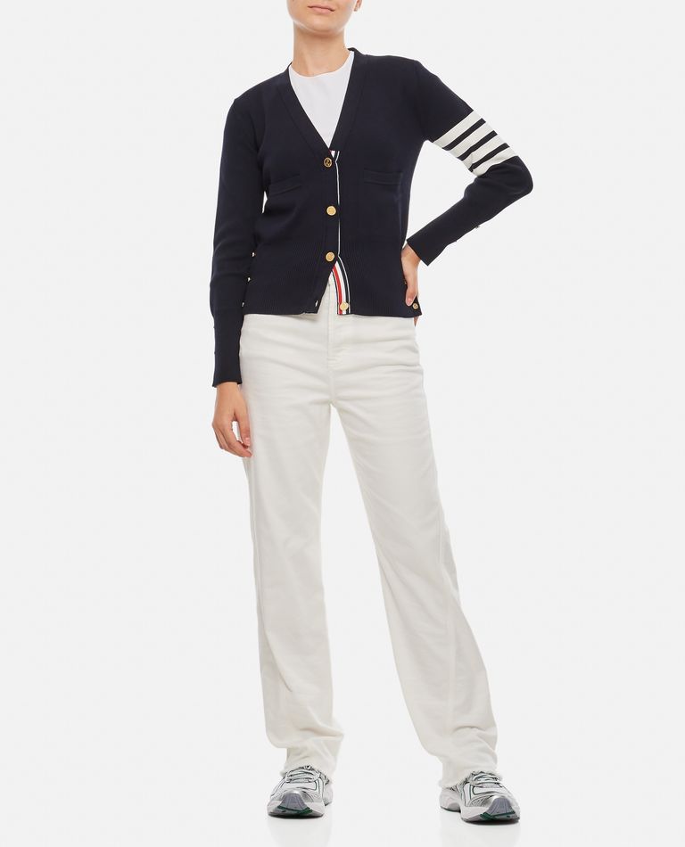 CLASSIC V-NECK COTTON CARDIGAN for Women - Thom Browne | Biffi CLASSIC V-NECK COTTON CARDIGAN for Women - Thom Browne | Biffi