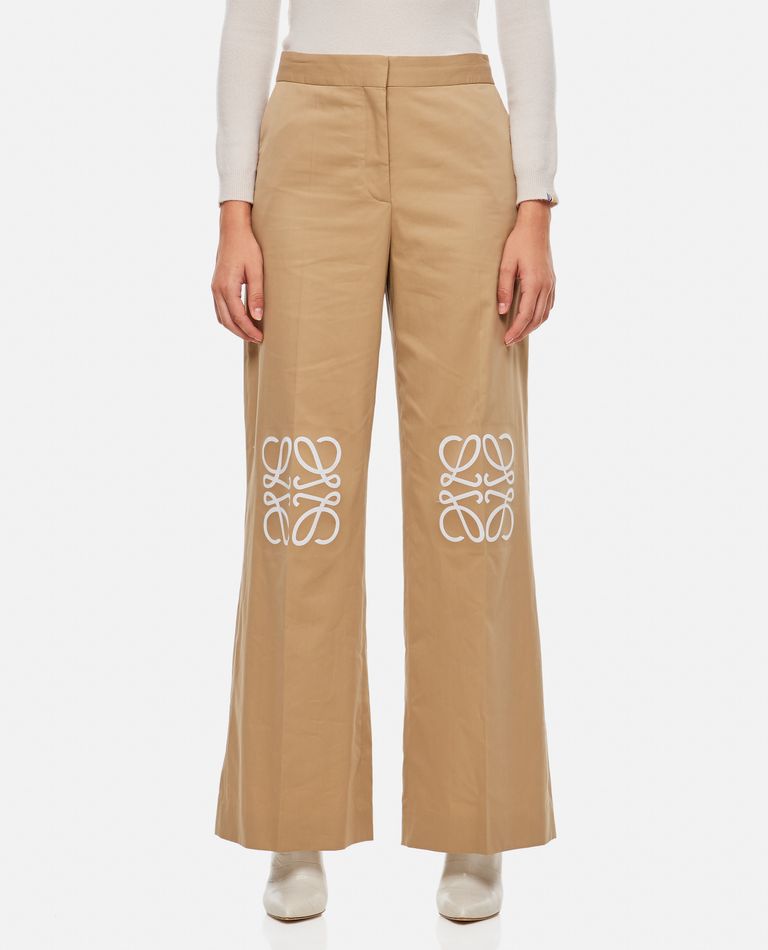 関税・送料込 LOEWE BEIGE PANTALONI ANAGRAM パンツ ANAGRAM WIDE TROUSERS for Women - Loewe | Biffi