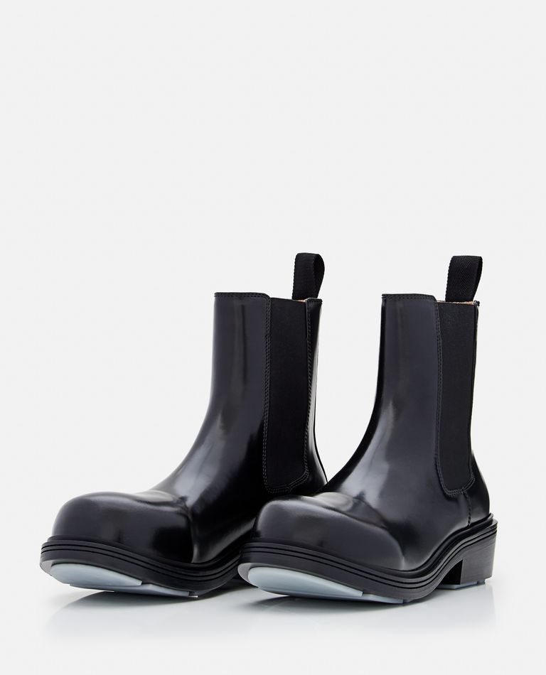 Shop Bottega Veneta Ankle Boot Leather Gloss Vinyl In Black