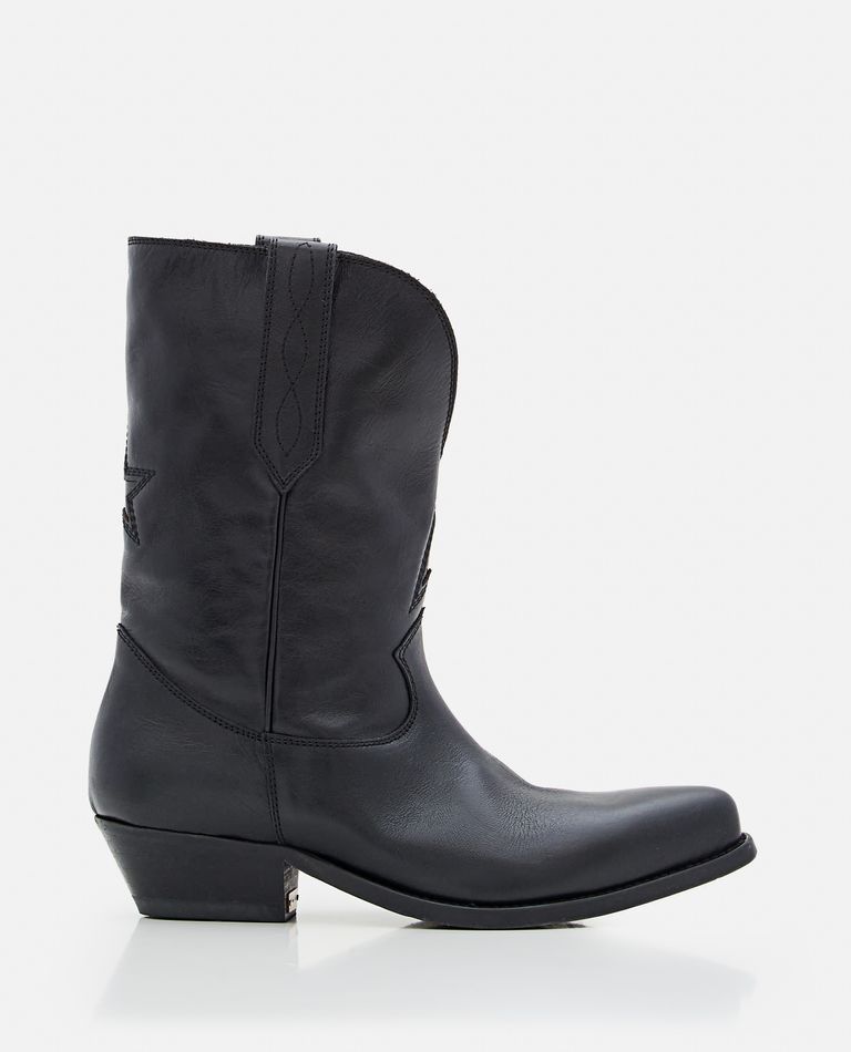Shop Golden Goose Wish Star Leather Boots In Black