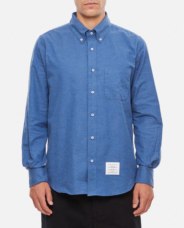 Thom Browne  ,  Straight Fit Shirt Center Back In Engineered Stripe  ,  Blue 1