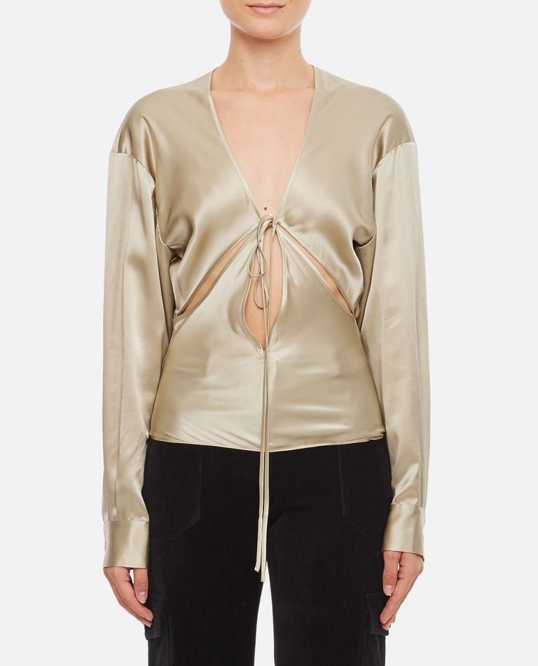 Christopher Esber  ,  Triquetra Silk Satin Shirt Blouse  ,  Gold 6