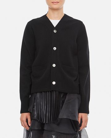Sacai - WOOL KNITTED AND TWILL CARDIGAN
