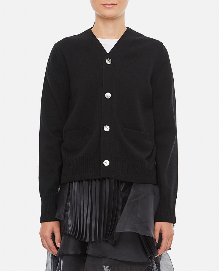 Sacai - WOOL KNITTED AND TWILL CARDIGAN_1