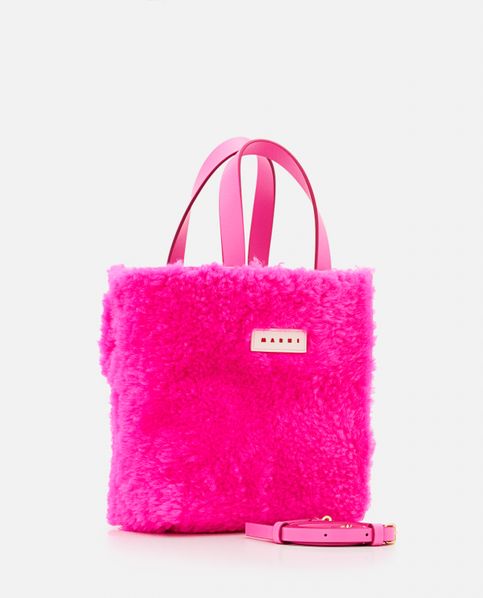 Museo Soft Mini Bag in bright pink shearling