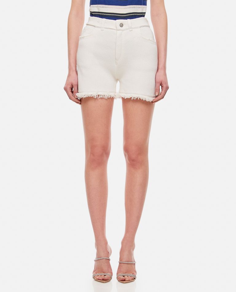 Barrie  ,  Distressed Cashmere Shorts  ,  White M
