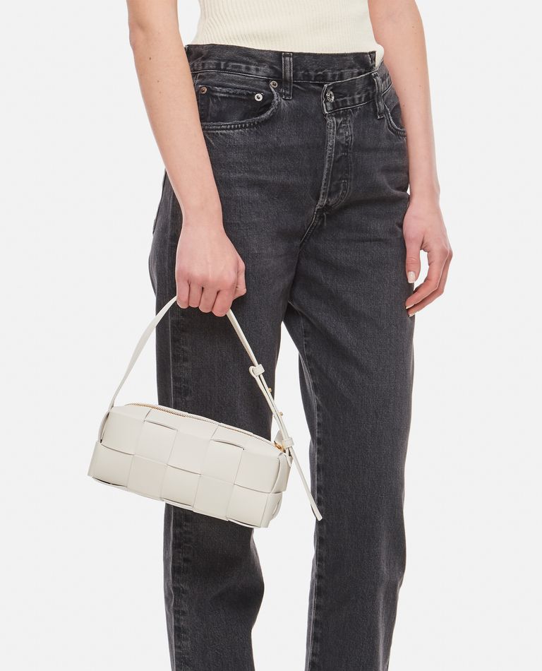 Bottega Veneta  ,  Small Brick Cassette Leather Shoulder Bag  ,  White TU