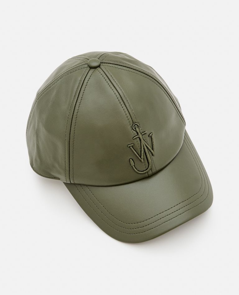 Shop Jw Anderson Nappa Leather Baseball Cap In Green