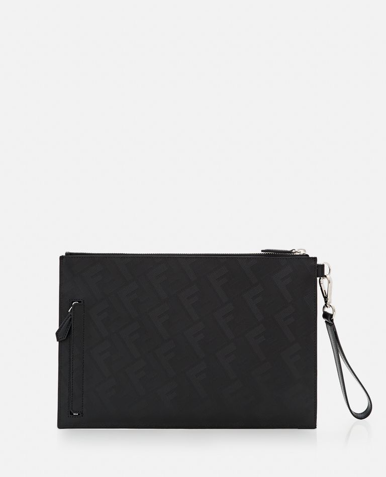 LEATHER DIAGONAL FF FLAT POUCH