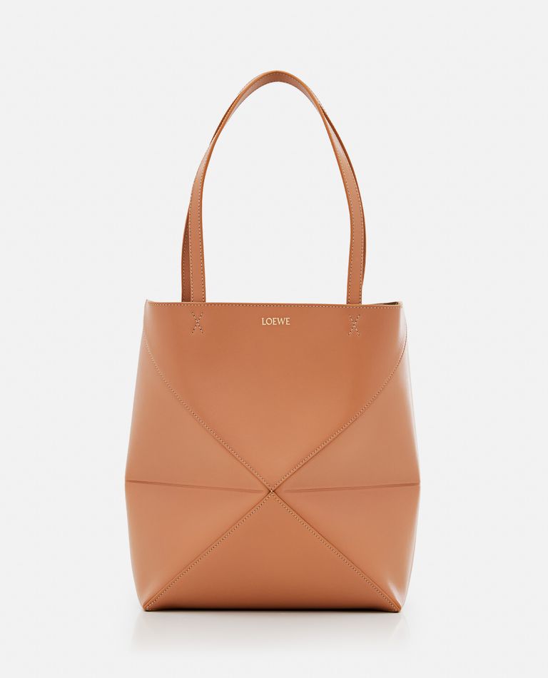 Loewe Medium Puzzle Leather Tote Bag In Brown