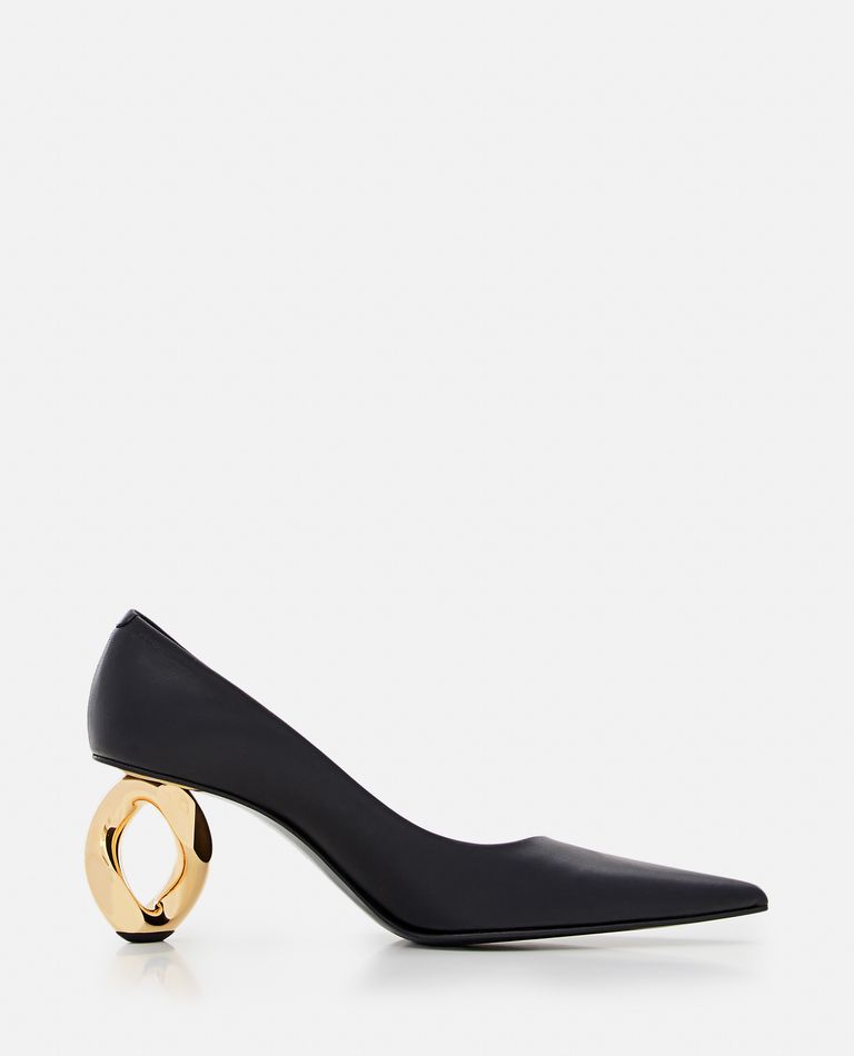 Shop Jw Anderson 75mm Chain Heel Leather Pumps In Black