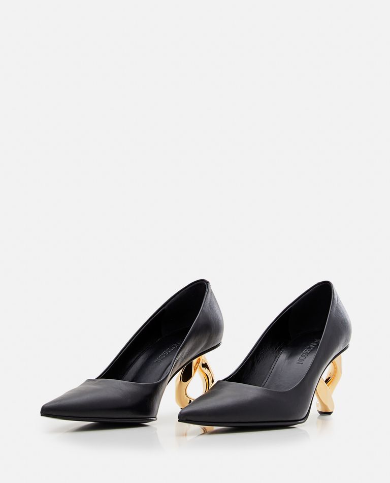 Shop Jw Anderson 75mm Chain Heel Leather Pumps In Black