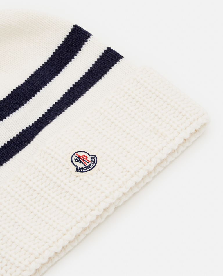 Moncler  ,  Logo Wool Cashmere Blend Beanie Hat  ,  White TU
