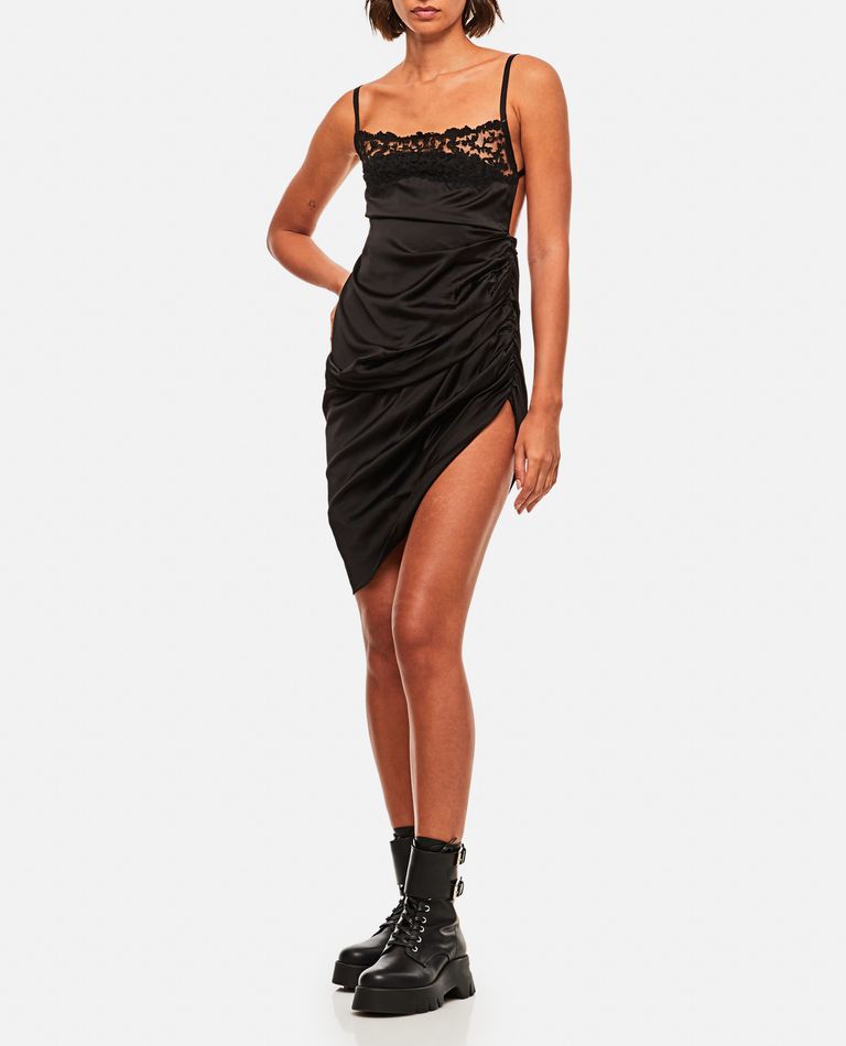 Shop Jacquemus La Saudade Brodãe Stretch Viscose Mini Dress In Black
