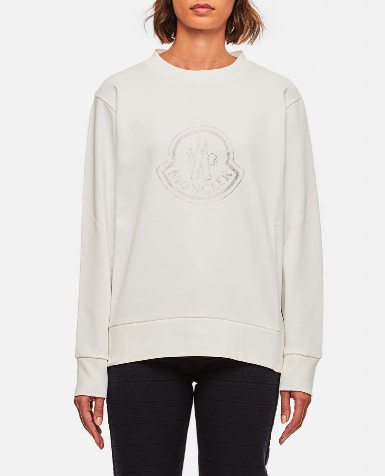 Moncler  ,  Strass Logo Cotton Sweatshirt  ,  White L