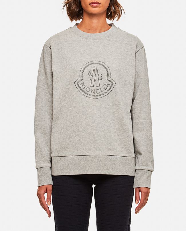 Moncler | Strass Logo Cotton Sweatshirt | Grey S