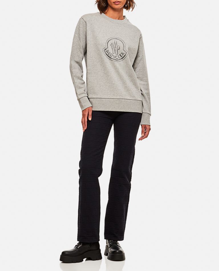 Moncler  ,  Strass Logo Cotton Sweatshirt  ,  Grey M
