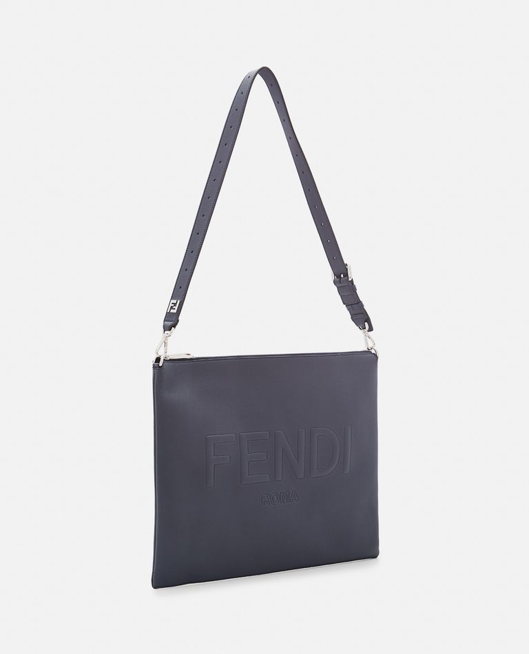 Shop Fendi Leather  Messenger In Blue