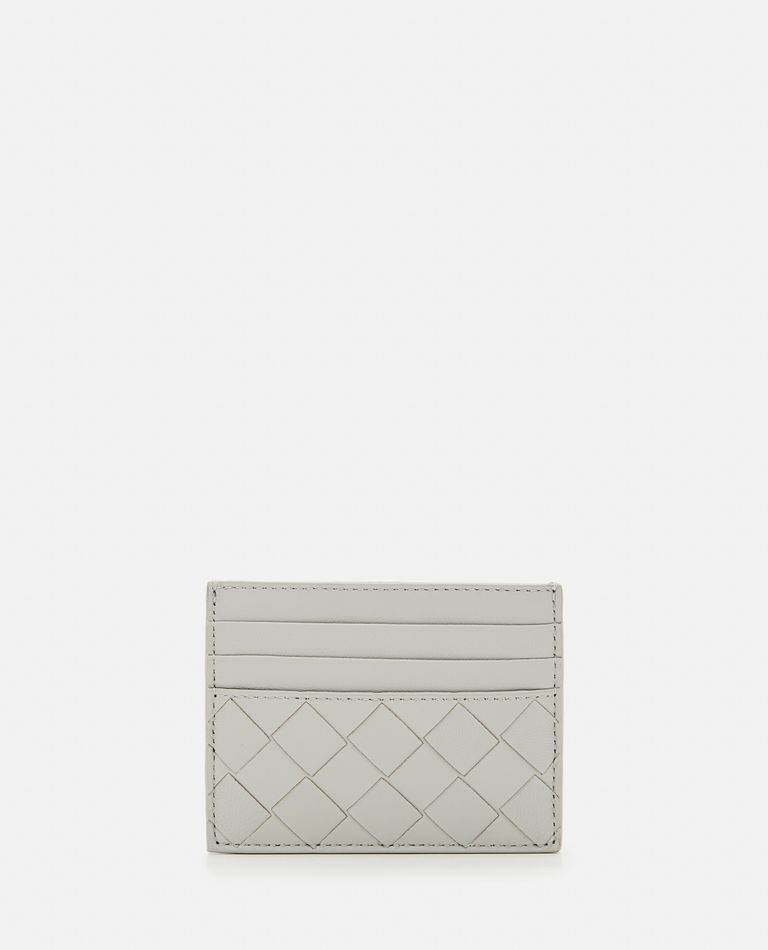 Shop Bottega Veneta Leather Card-holder In Grey