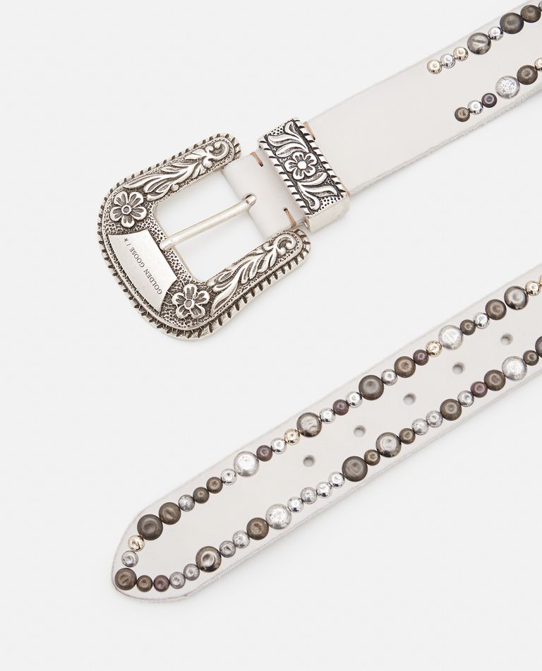 小物 GOLDEN GOOSE / WASHED LEATHER STUDS 80 WASHED LEATHER AND STUDS BELT for Women - Golden Goose sale