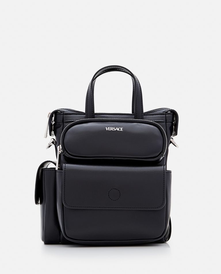Versace  ,  Leather Shoulder Bag  ,  Black TU
