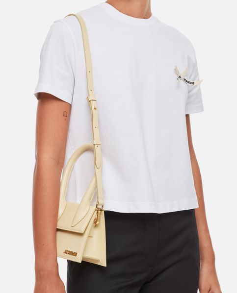 Le Chiquito Moyen Leather Tote Bag in White - Jacquemus