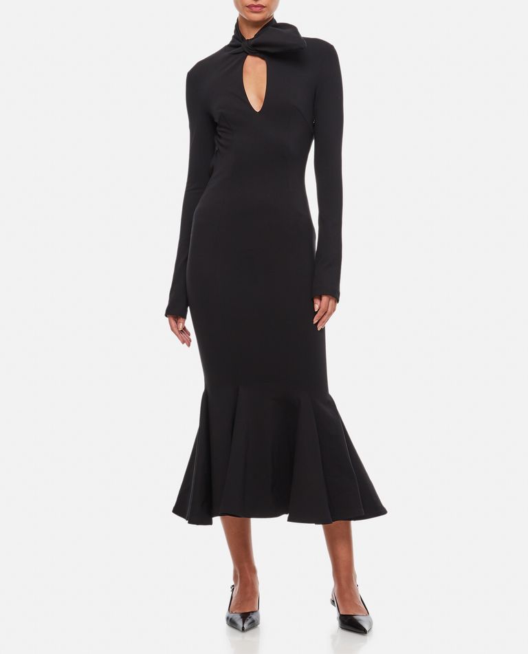 The Attico  ,  Isabel Compact Techno Jersey Midi Dress  ,  Black 38