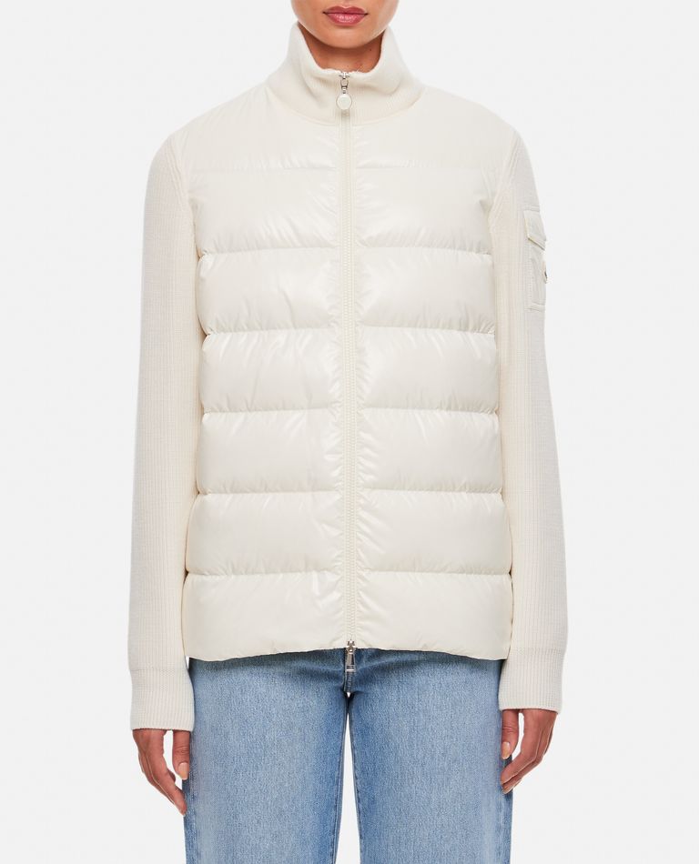 Moncler Down-filled Zip Up Cardigan In White