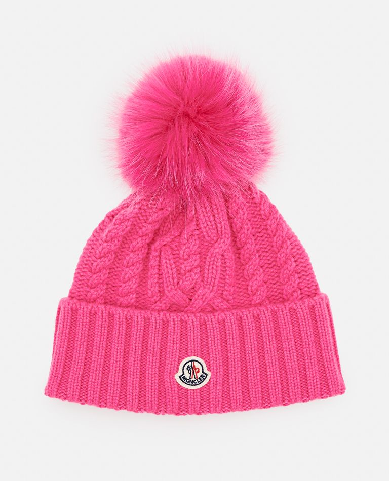 Moncler  ,  Ponpon Wool Cashmere Blend Beanie Hat  ,  Rose TU