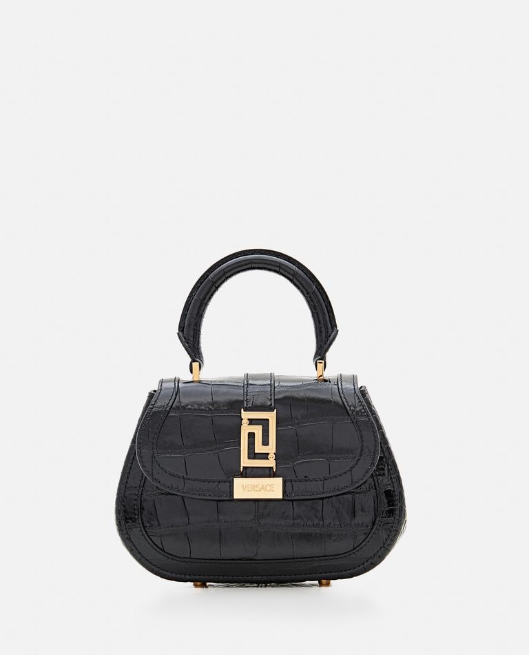 Versace Leather Handbag In Black