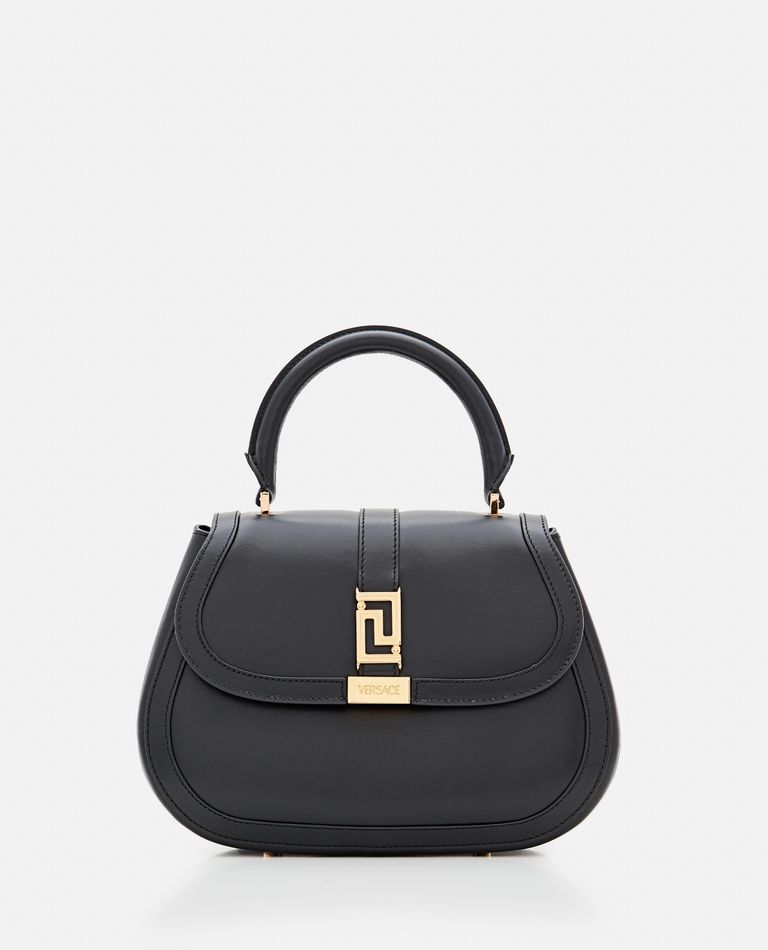 Versace Medium Calf Leather Handbag In Black