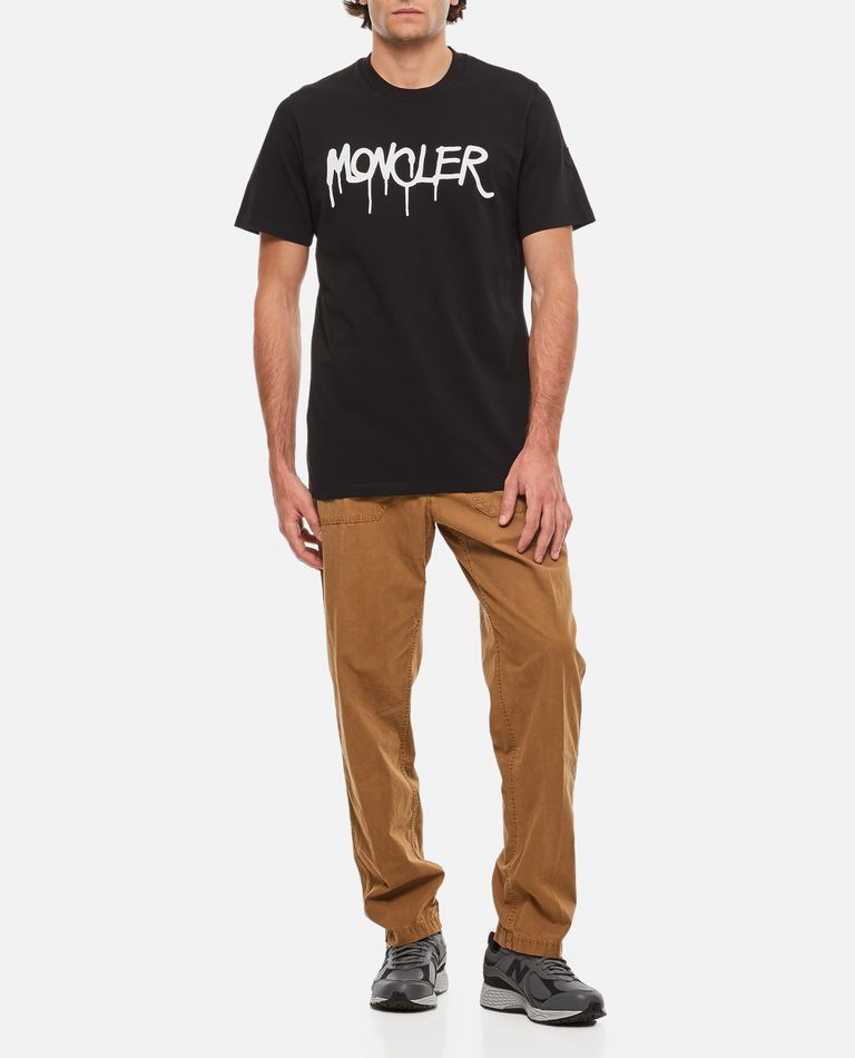 【送料&関税込】Moncler Cotton And Nylon T-shirt With Puffed Moncler - Logo cotton t-shirt black - The Corner