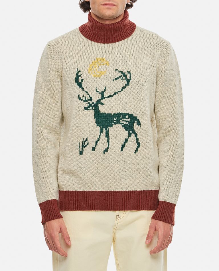 Chateau Orlando Stag Turtleneck Jumper Mohair Wool In Neutrals