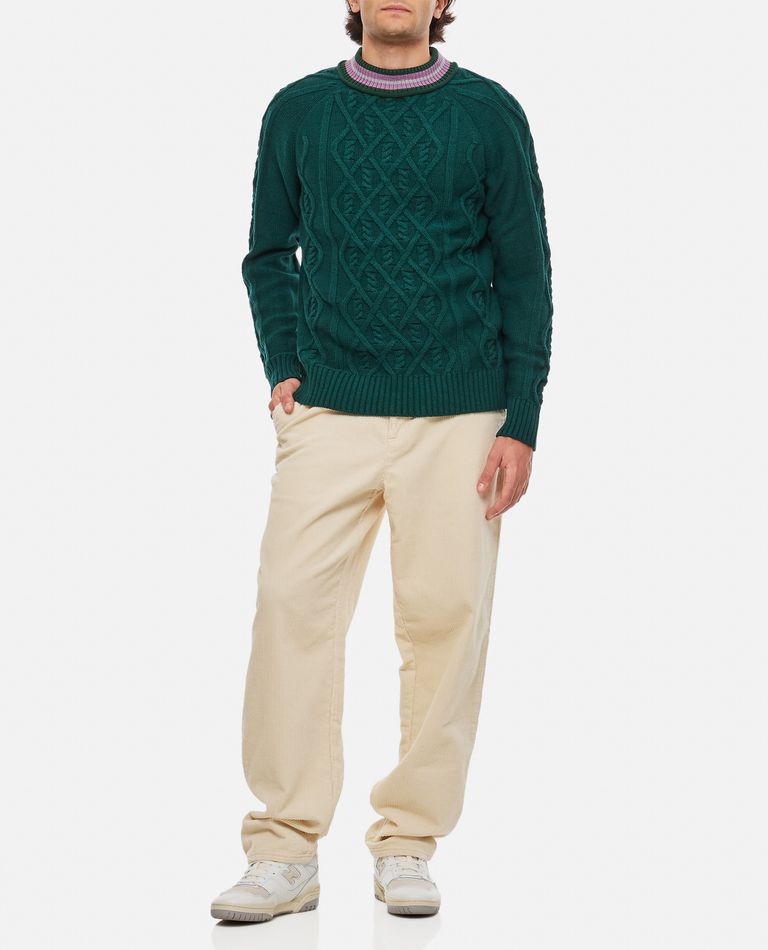 Shop Backside Club Cable Knit Crewneck Sweater In Green