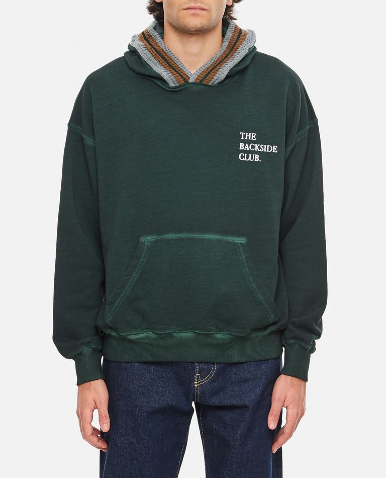 Backside Club Cotton Hoodie Sweatshirt In Green