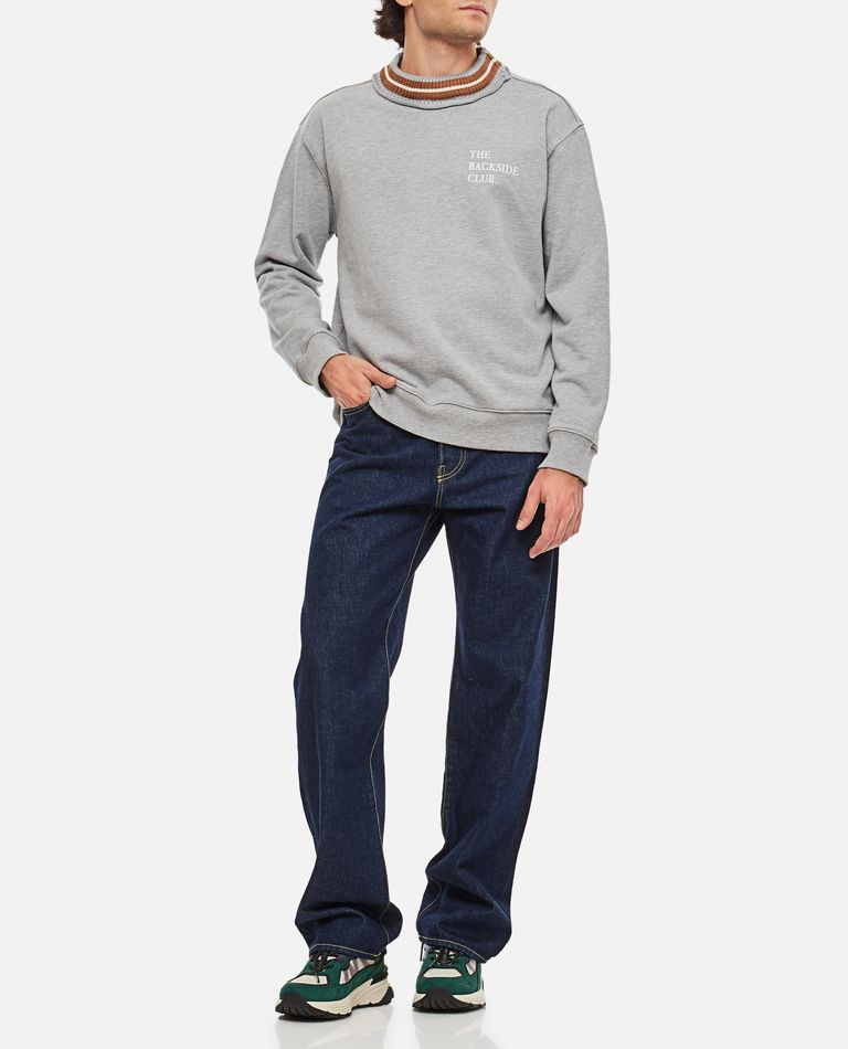 Shop Backside Club Cotton Ribbed Sweatshirt In Grey