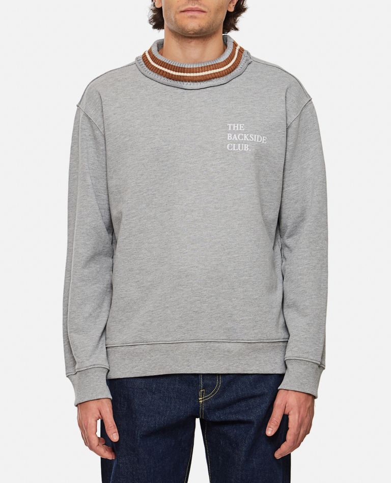 Backside Club Cotton Ribbed Sweatshirt In Grey