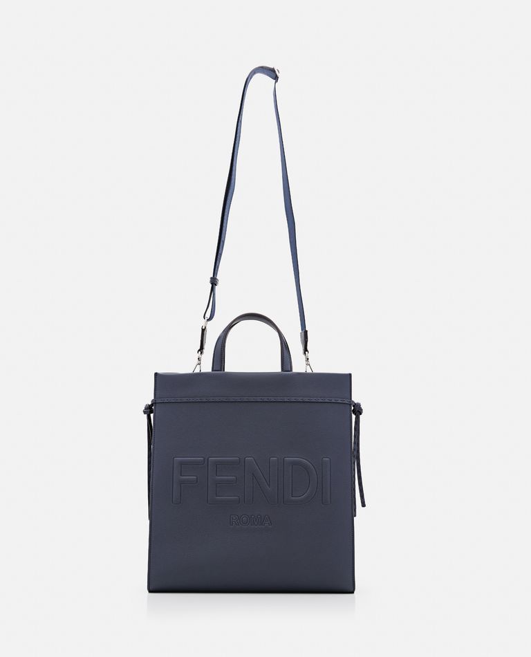 Fendi Leather Tote Bag In Blue