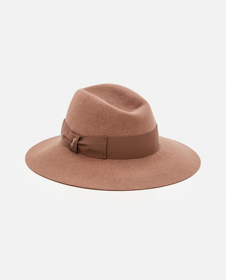 Borsalino  ,  Claudette Brushed Felt Large Brim Hat  ,  Brown L